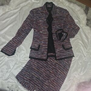 Dana Buchman Black and Pink Tweed Suit